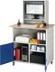Computertisch H1860xB1100xT800mm mobil enzianblau lichtgrau