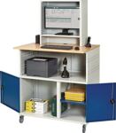 Computertisch H1890xB1100xT790mm mobil enzianblau/lichtgrau RAU