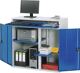Computerschrank H1060xB1100xT520mm stationär enzianblau/lichtgrau RAU