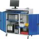 Computerschrank H1185xB1100xT520mm mobil enzianblau/lichtgrau RAU