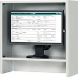 Monitorgehäuse H710xB720xT280mm lichtgrau/enzianblau m.Ventilator RAU