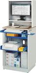 Computerschrank H1810xB720xT660mm stationär blau/grau Rollladen+Mausauflage RAU