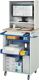 Computerschrank H1810xB720xT660mm mobil blau/grau Rollladen+Mausauflage RAU