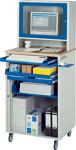 Steharbeitsplatz H1815xB720xT660mm mobil m.PC-Gehäuse T.550mm anthrazit/blau