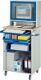 Steharbeitsplatz H1815xB720xT660mm mobil m.PC-Gehäuse T.550mm anthrazit/blau