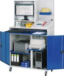 Computerschrank H1895xB1100xT520mm mob.blau lichtgrau Monitorgeh.Lochpl.Pult