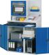 Computerschrank H1770xB1100xT520mm stat.blau/grau Monitorgeh.,Lochpl.,Pult