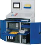Computerschrank H1770xB11, NW-Nr.: 9142448099 00xT520mm stationär enzia, nblau/lichtgrau Lochpla e,Pultaufsatz RAU  