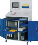 Computerschrank H1895xB1100xT520mm mobil enzianblau/lichtgrau Lochpl.,Pultaufs.