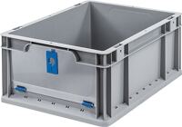 Transportstapelbehälter L400xB300xH170mm grau blau PP m.Klappscheibe