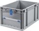Transportstapelbehälter L400xB300xH220mm grau blau PP m.Klappscheibe