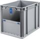 Transportstapelbehälter L400xB300xH320mm grau blau PP m.Klappscheibe