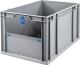 Transportstapelbehälter L600xB400xH320mm grau blau PP m.Klappscheibe