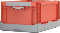 Faltbox L600xB400xH285mm Inh.58l grau/orange o.Deckel PP Liftgriffe BITO