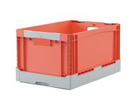 Faltbox L600xB400xH320mm Inh.65l grau/orange o.Deckel PP Durchfassgriffe BITO