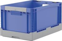 Faltbox L600xB400xH320mm Inh.65l grau/blau o.Deckel PP Durchfassgriffe BITO