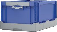 Faltbox L600xB400xH320mm Inh.65l grau/blau o.Deckel PP Liftgriffe BITO