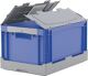 Faltbox L600xB400xH285mm Inh.58l grau/blau m.Deckel PP Durchfassgriffe BITO