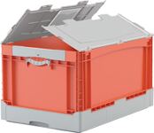 Faltbox L600xB400xH285mm Inh.58l grau/orange m.Deckel PP Liftgriffe BITO