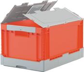 Faltbox L600xB400xH320mm Inh.65l grau/orange m.Deckel PP Durchfassgriffe BITO