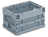 Faltbox L600xB400xH320mm Inh.63l grau m.Deckel PP