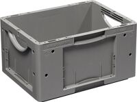 Transportstapelbehälter L400xB300xH220mm grau PP offene Griffe Seitenw.geschl.