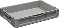 Transportstapelbehälter L600xB400xH120mm grau PP geschl.Griffe Seitenw.geschl.