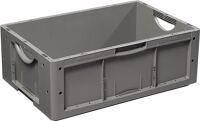 Transportstapelbehälter L600xB400xH220mm grau PP offene Griffe Seitenw.geschl.