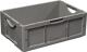 Transportstapelbehälter L600xB400xH220mm grau PP offene Griffe Seitenw.geschl.