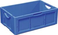 Transportstapelbehälter L600xB400xH220mm blau PP offene Griffe Seitenw.geschl.