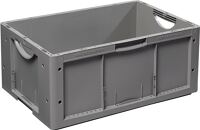 Transportstapelbehälter L600xB400xH270mm grau PP offene Griffe Seitenw.geschl.