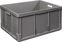 Transportstapelbehälter L800xB600xH420mm grau PP offene Griffe Seitenw.geschl.