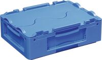 Transportstapelbehälter L400xB300xH137mm blau PP m.Deckel geschl.Griffe+Seitenw.