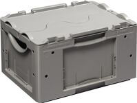 Transportstapelbehälter L400xB300xH237mm grau PP m.Deckel offene Griffe