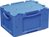 Transportstapelbehälter L400xB300xH237mm blau PP m.Deckel offene Griffe
