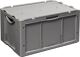 Transportstapelbehälter L600xB400xH337mm grau PP m.Deckel offene Griffe