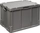 Transportstapelbehälter L600xB400xH437mm grau PP m.Deckel offene Griffe