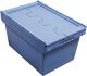 Mehrwegbehälter L800xB600xH453mm blau m.Klappdeckel u.Rippenboden BITO