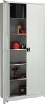 Flügeltürenschrank H2200xB950xT420mm lichtgrau 5 BD m.Höhenausgleich MAUSER