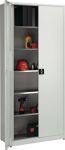 Flügeltürenschrank H2200xB950xT420mm lichtgrau 5 BD m.Höhenausgleich MAUSER