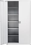 Flügeltürenschrank H2200xB1200xT420mm lichtgrau 5 BD m.Höhenausgleich MAUSER