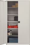 Flügeltürenschrank H2200xB1200xT500mm lichtgrau 5 BD m.Höhenausgleich MAUSER