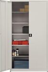 Flügeltürenschrank H2200xB1200xT500mm lichtgrau 5 BD m.Höhenausgleich MAUSER