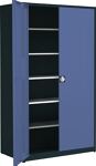 Flügeltürenschrank H2200xB1200xT500mm grau/taubenblau 5BD Höhenausgleich MAUSER