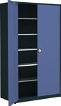 Flügeltürenschrank H2200xB1200xT500mm grau/taubenblau 5BD Höhenausgleich MAUSER