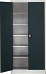 Flügeltürenschrank H2200xB950xT500mm lichtgrau/grau 5 BD m.Höhenausgleich MAUSER