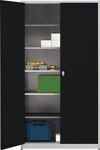 Flügeltürenschrank H2200xB1200xT420mm lichtgrau/grau 5BD m.Höhenausgleich MAUSER