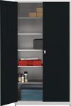 Flügeltürenschrank H2200xB1200xT500mm lichtgrau/grau 5BD m.Höhenausgleich MAUSER