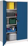 Flügeltürenschrank H1950xB1200xT600mm grau/blau 4 BD m.Höhenausgleich MAUSER
