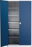 Flügeltürenschrank H2200xB1200xT420mm grau/blau 5 BD m.Höhenausgleich MAUSER